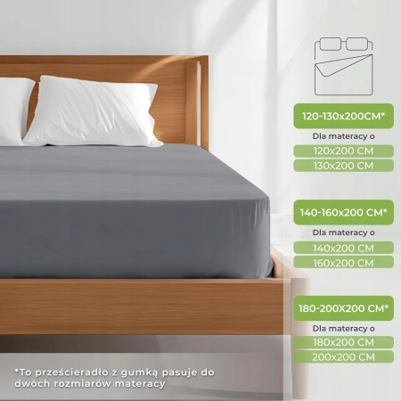 Prześcieradło Dreamzie Jersey ciemnoszary 120x200 cm bawełna organiczna