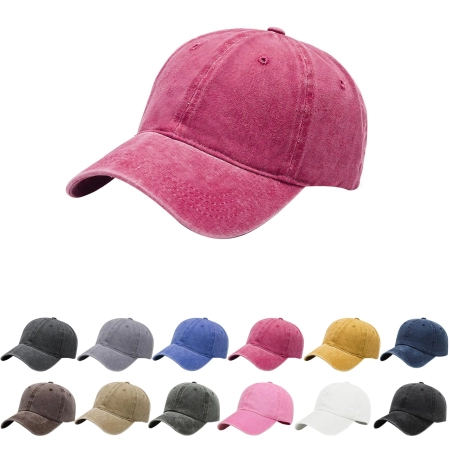 Czapka Aomig vintage dad cap A-czerwony unisex 100% bawełniany denim