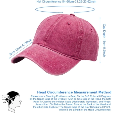 Czapka Aomig vintage dad cap A-czerwony unisex 100% bawełniany denim