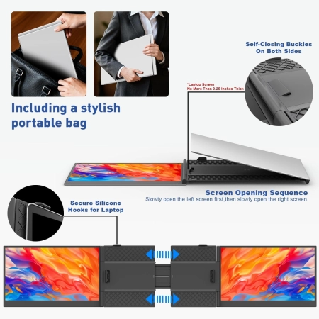 Monitor Teamgee S2 14 cali Dual-Screen Full HD 60Hz IPS Tri Screen Extender