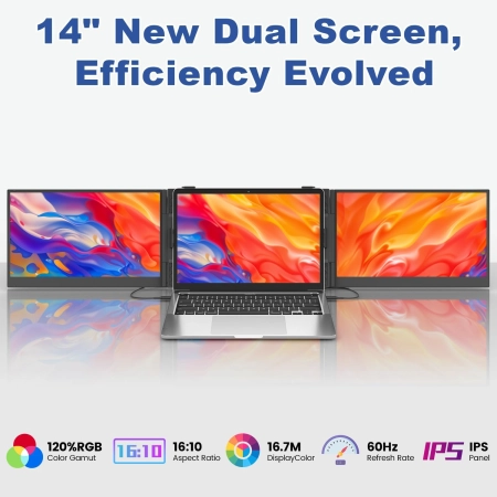 Monitor Teamgee S2 14 cali Dual-Screen Full HD 60Hz IPS Tri Screen Extender
