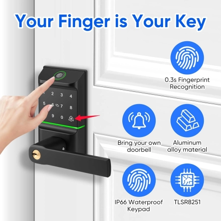 Zamek elektroniczny TTLock Model123 czarny na kod szyfr odcisk palca