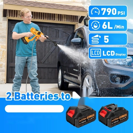 Myjka Ciśnieniowa MYPIN 21V Bezprzewodowa 600 PSI 2x Bateria