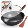 diig Patelnia wok z pokrywką, 33 cm, ze stali węglowej