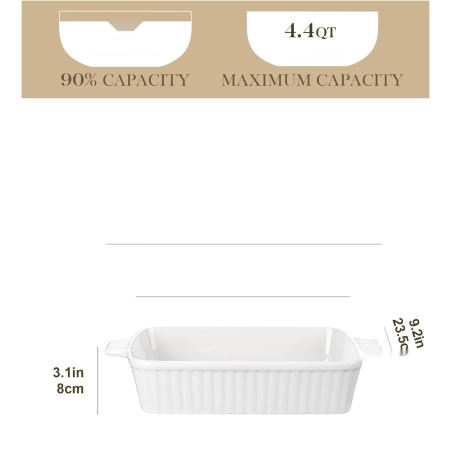 Forma Do Pieczenia Porcelanowa 33x23x8 Cm 4.2L Uchwytami