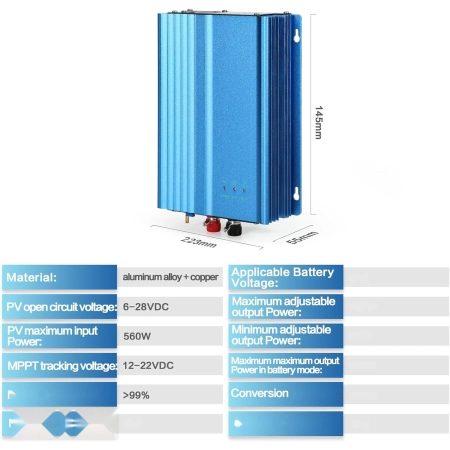 Inwerter sieciowy DEWIN SY2402V01272, MPPT 500 W, 24 V (AC 220 V)