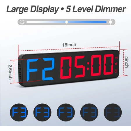Timer ANJANK do ćwiczeń fitness cyfrowy zegar ścienny LED 16,5 cala