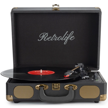 Gramofon Retrolife GRAMOFON VINTAGE RETRO WALIZKOWY 3-BIEGOWY czarny