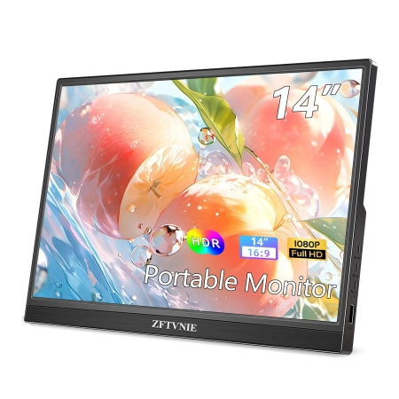 ZFTVNIE HD140 Przenośny 14-calowy monitor FHD 1080P IPS HDR do PC Xbox PS5