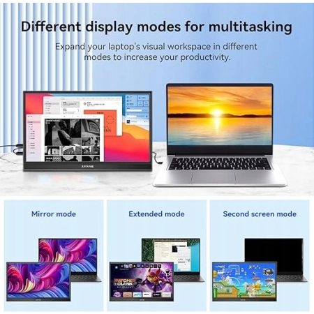 ZFTVNIE HD140 Przenośny 14-calowy monitor FHD 1080P IPS HDR do PC Xbox PS5