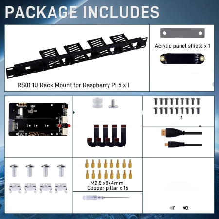 Uchwyt GeeekPi 1U Raspberry Pi 5 1x PCIe do SSD pod 19-calowy stelaż