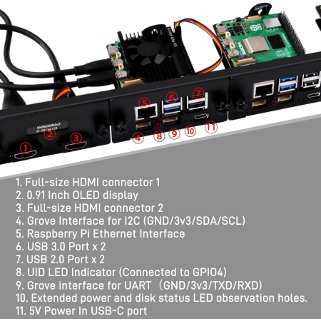 Uchwyt GeeekPi 1U Raspberry Pi 5 1x PCIe do SSD pod 19-calowy stelaż