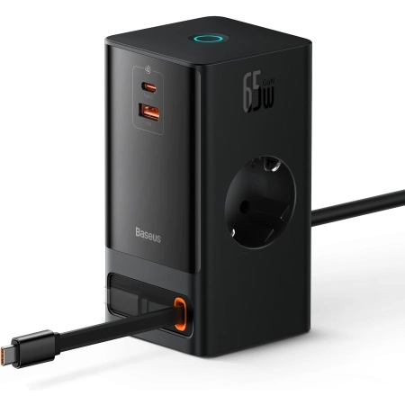 BASEUS ŁADOWARKA LISTWA ZASILAJĄCA ZASILACZ AC 230V 4x USB USB-C PD 65W