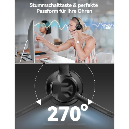 Zestaw słuchawkowy TECKNET V5.2 czarny z redukcją szumów do ciężarówek