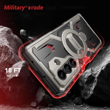 Etui TONGATE Galaxy Z Fold 7 Szary magnetyczny stojak 360 stopni MagSafe