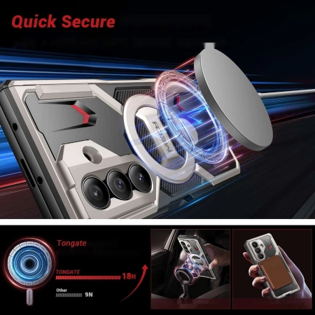 Etui TONGATE Galaxy Z Fold 7 Szary magnetyczny stojak 360 stopni MagSafe