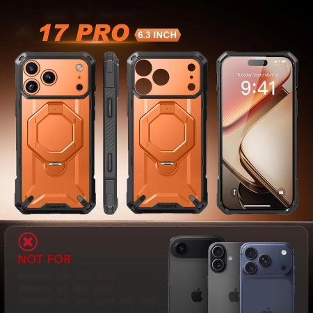 Etui Tongate iPhone 17 Pro pomarańczowy magnetyczny stojak 360
