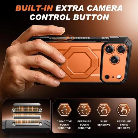 Etui Tongate iPhone 17 Pro pomarańczowy magnetyczny stojak 360