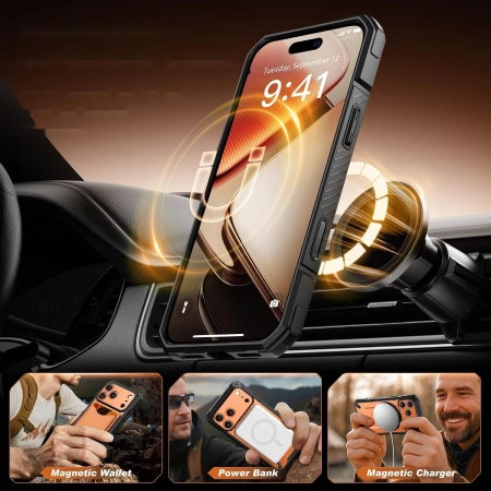Etui Tongate iPhone 17 Pro pomarańczowy magnetyczny stojak 360