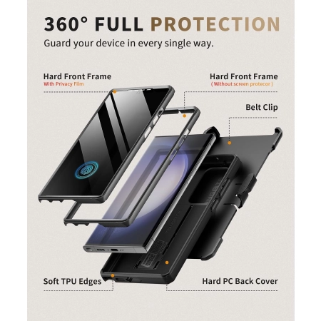 Etui TONGATE Samsung Galaxy S23 Ultra Czarny Osłona Aparatu z Podpórką