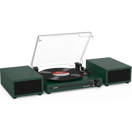 Udreamer Gramofon z 2 podwójnymi głośnikami stereo, gramofon w stylu vintag