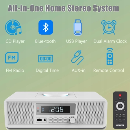 MICRO SYSTEM HI-FI WIEŻA WISCENT WTB-798 CD FM MP3 BLUETOOTH USB AUX WMA