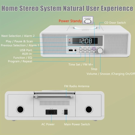 MICRO SYSTEM HI-FI WIEŻA WISCENT WTB-798 CD FM MP3 BLUETOOTH USB AUX WMA