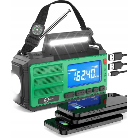 RADIO KORBOWE ESKY 10000MAH AM FM NOAA LATARKA SOLARNA KOMPAKTOWE SOS