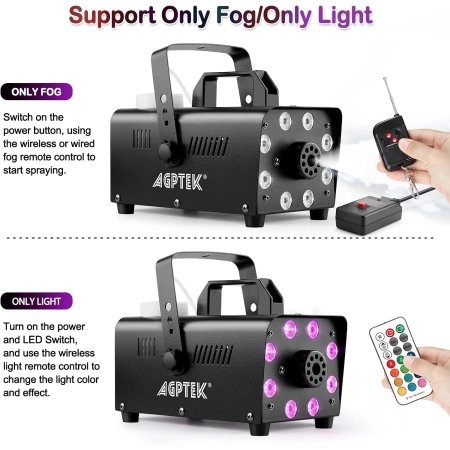 Wytwornica dymu AGPtEK 8 diod LED 13 kolorów RGB efekt 500 W