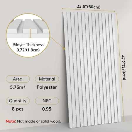 Panele akustyczne TONOR 8-Pack Biały 120x60x1.8cm samoprzylepne