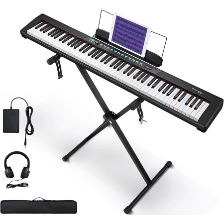 Starfavor Pianino Cyfrowe 88 Klawiszy Semi Weighted Keyboard Ze Stojakiem