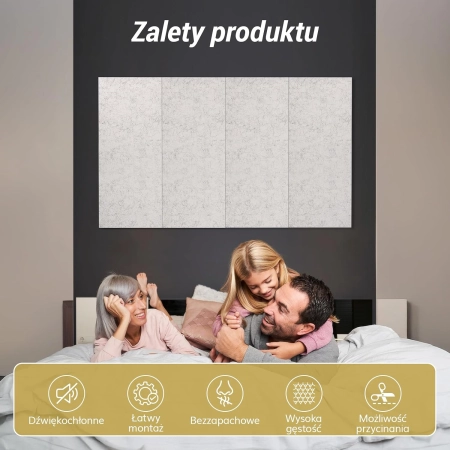 Samoprzylepne płyty akustyczne wygłuszające TONOR 112x55x0,9 cm białe 8 szt