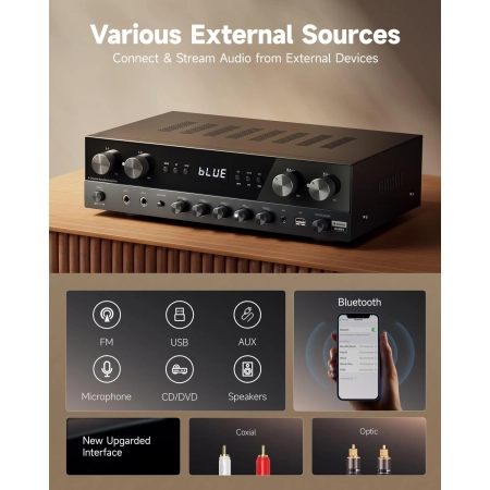 Wzmacniacz stereo Donner MAMP5 Bluetooth 5.0 4-kanałowy 1000W