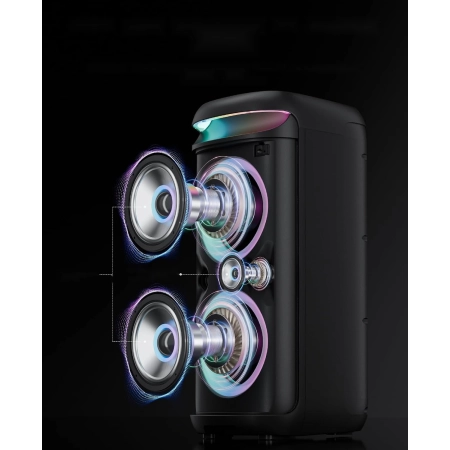 Karaoke Zestaw GREEN KEEPER 400W Bluetooth LED TWS USB 2 Mikrofony