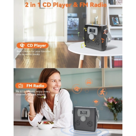 Przenośny odtwarzacz CD MONODEAL MD 708 z radiem FM i Bluetooth