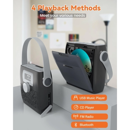 Przenośny odtwarzacz CD MONODEAL MD 708 z radiem FM i Bluetooth