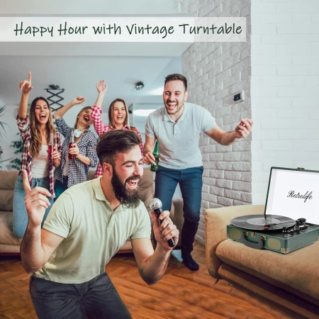 Gramofon Trynnay R610GR zielony styl retro