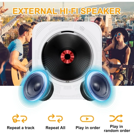 PRZENOŚNY ODTWARZACZ CD Z BLUETOOTH 5.0 I DWIEMA GŁOŚNIKAMI HI-FI