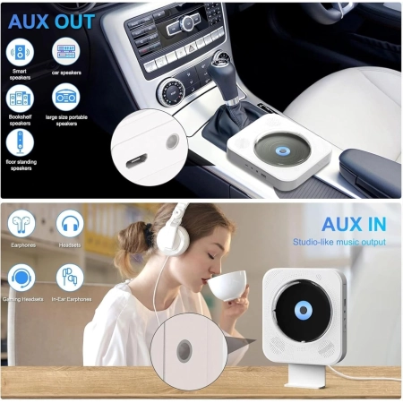 PRZENOŚNY ODTWARZACZ CD Z BLUETOOTH 5.0 I DWIEMA GŁOŚNIKAMI HI-FI