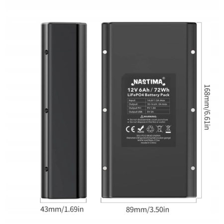 Nastima Akumulator powerbank z wyjściem 12V DC i 5V USB 12,8 V 6000 mAh