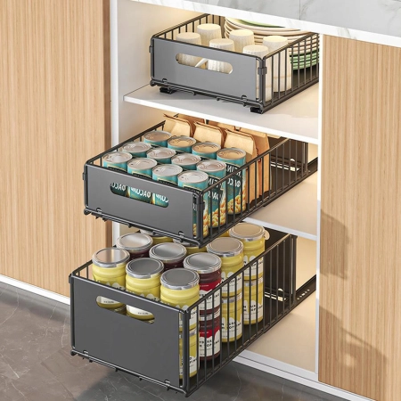2x Wysuwany Organizer do Szafki z Folią Samoprzylepną, 25*38*10cm