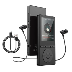 Odtwarzacz MP3 64 GB Bluetooth 5.3 HiFi Głośnik E-book Dyktafon Czarny