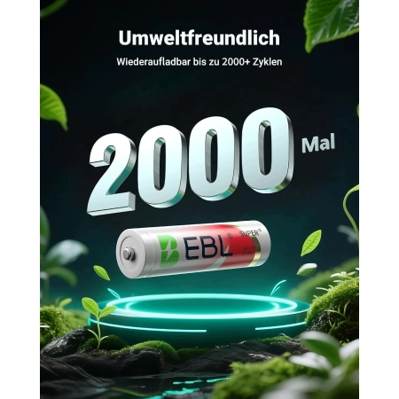 AKUMULATORY LITOWO JONOWE AA 8 SZTUK 3600 MAH Z UNIWERSALNA LADOWARKA EBL