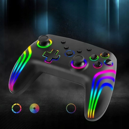 KONTROLER BEZPRZEWODOWY GAMINGOWY RGB LED 800MAH Switch PC iOS Android