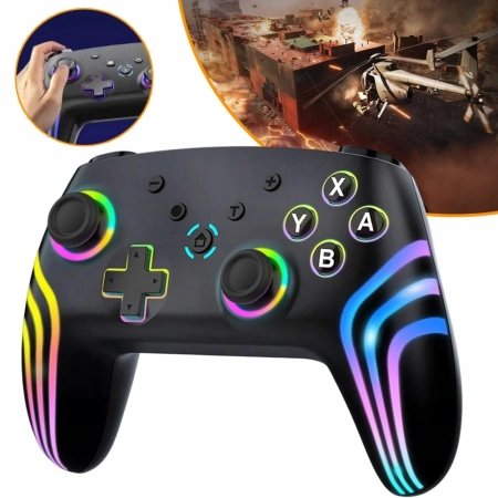 KONTROLER BEZPRZEWODOWY GAMINGOWY RGB LED 800MAH Switch PC iOS Android