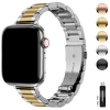 Pasek Apple Watch stal nierdzewna Srebrny+złoty wąski 49mm-38mm