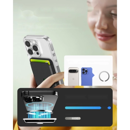 Portfel etui na karty magsafe do iphone 15 16 17 tryb suwak