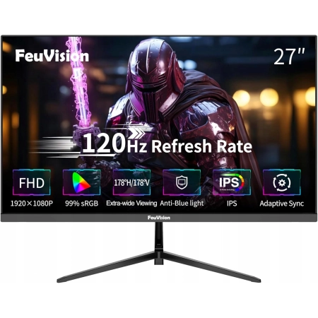 Monitor Gamingowy IPS 120Hz Full HD Bezramkowy 27 Cali Płynny Czarny