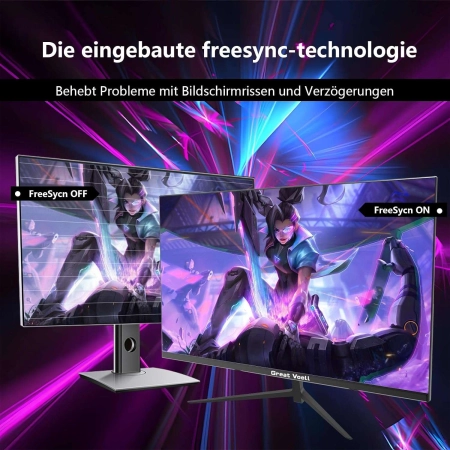 Monitor do gier Great Voell Curve 27 cali 1080P 100Hz FreeSync HDR HDMI VGA