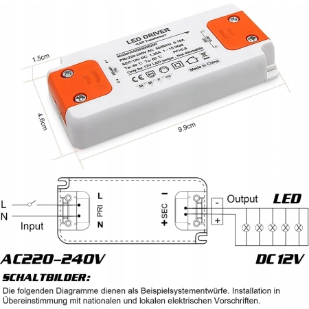 Transformator AGOTD LED 12V 15W Kompaktowy i Wydajny Sterownik